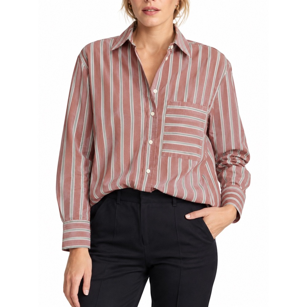 AYR The Deep End Shirt Duffy Stripe Pink Blue White Oversized Button Down RARE
